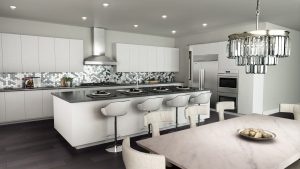 Terraces at The Ambassador Gardens' Unit 10 kitchen showcases all of today's top trends for a luxury home in Pasadena.